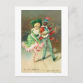 仮装のカップルがケーキを散歩 ポストカード (正面)