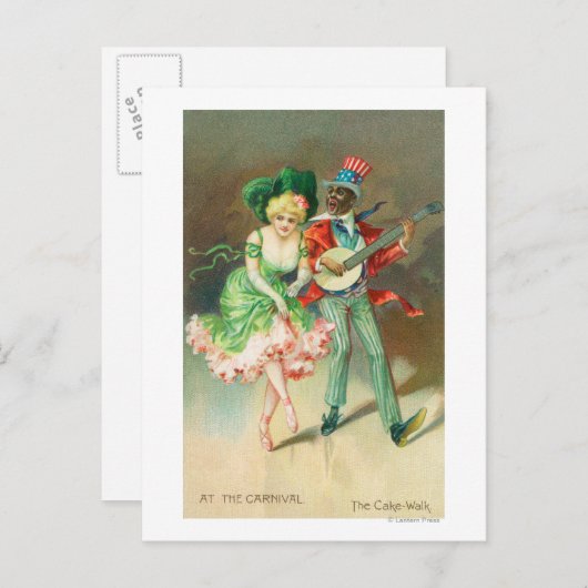 仮装のカップルがケーキを散歩 ポストカード (正面/裏面)