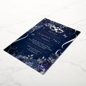 仮装のバタフライネイビーシルバーキンセアニェラ 箔招待状 (回転した状態)