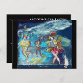 仮装の夜の踊りと音楽 インビテーションポストカード (正面/裏面)