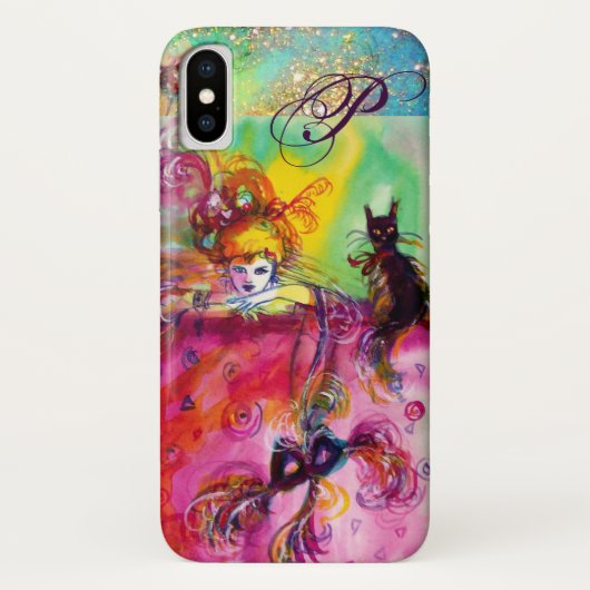 仮装の夜/黒猫モノグラムの女性 Case-Mate iPhoneケース (裏面)