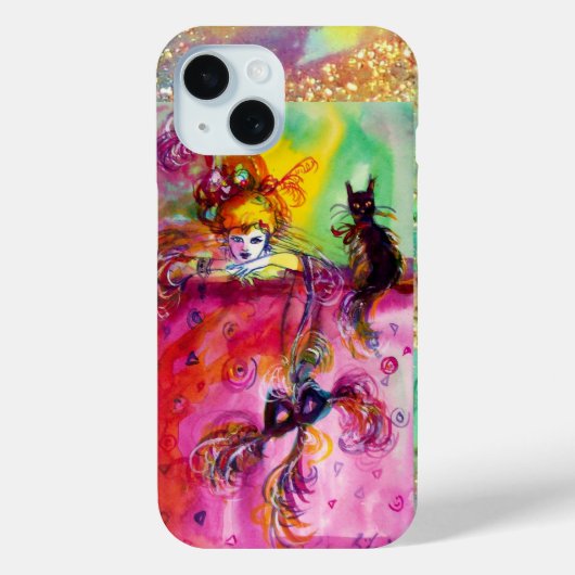 仮装の夜/黒猫モノグラムの女性 Case-Mate iPhoneケース (裏面)