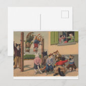 仮装の猫、体育の乱闘、はがき ポストカード (正面/裏面)