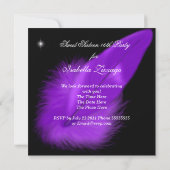 仮装の甘い16パープルホワイトフェザーマスク 招待状 (裏面)