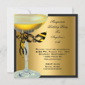 仮装の素晴らしいゼブラマスク金ゴールド誕生日 招待状 (裏面)