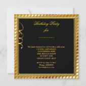 仮装の素晴らしい金ゴールドブラック誕生日パーティー 招待状 (裏面)