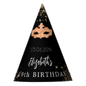 仮装の誕生日の黒い金ゴールドマスク名 パーティーハット (正面)