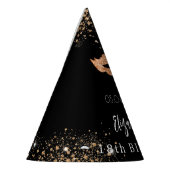 仮装の誕生日の黒い金ゴールドマスク名 パーティーハット (左)