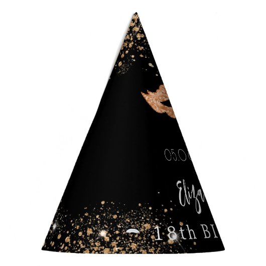 仮装の誕生日の黒い金ゴールドマスク名 パーティーハット (左)