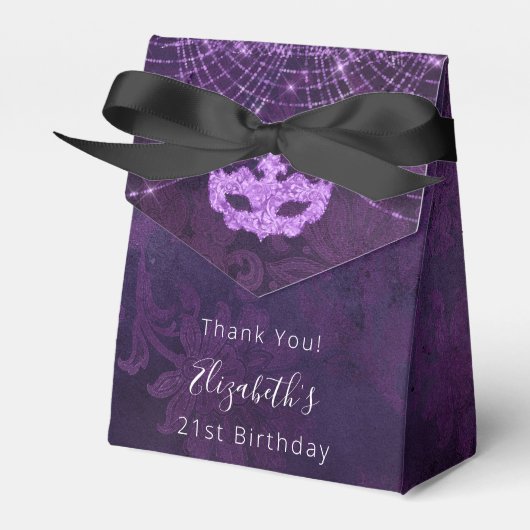 仮装の誕生日パープルグリッター感謝していユー フェイバーボックス (正面サイド)