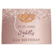 仮装の誕生日赤面バラ金ゴールドグリッター名 ラージペーパーバッグ (正面)