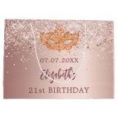仮装の誕生日赤面バラ金ゴールドグリッター名 ラージペーパーバッグ (裏面)