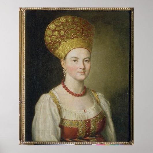 仮装の農民ロシアの女性， 1784 ポスター (正面)
