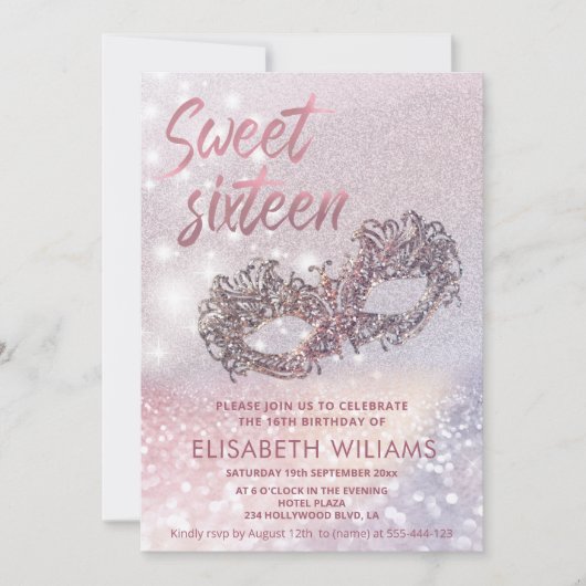 仮装の魅力的輝ききらめくを見せグラデーションる 招待状 (正面)