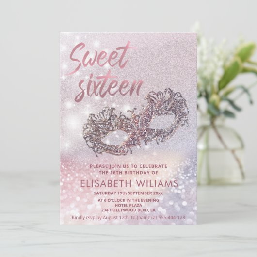 仮装の魅力的輝ききらめくを見せグラデーションる 招待状 (スタンド正面)