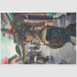 仮装アリゲーターの女性美しいデコパージュ 薄葉紙