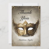 仮装アンティークヴェネツィアマスクシック50th誕生日 サンキューカード (正面)