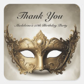 仮装アンティークヴェネツィアマスクシック50th誕生日 スクエアシール (正面)