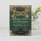 仮装エメラルドグリーン金ゴールドグリッターキンセアニェラ 招待状 (スタンド正面)