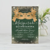 仮装エメラルドグリーン金ゴールドグリッターキンセアニェラ 招待状 (スタンド正面)