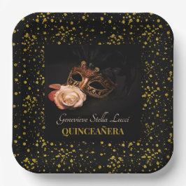 仮装エレガントと白いバラ ペーパープレート