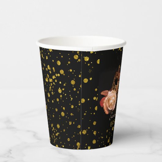 仮装エレガントと白いバラ 紙コップ (右)