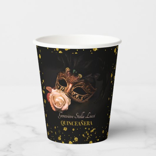 仮装エレガントと白いバラ 紙コップ (正面)