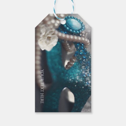 仮装エレガントの仮面と真珠のパーティーの好意 ギフトタグ (正面)