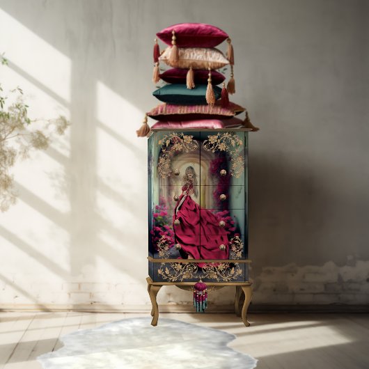 仮装エレガントの女性の夢想的なフローラポートレートアート 薄葉紙