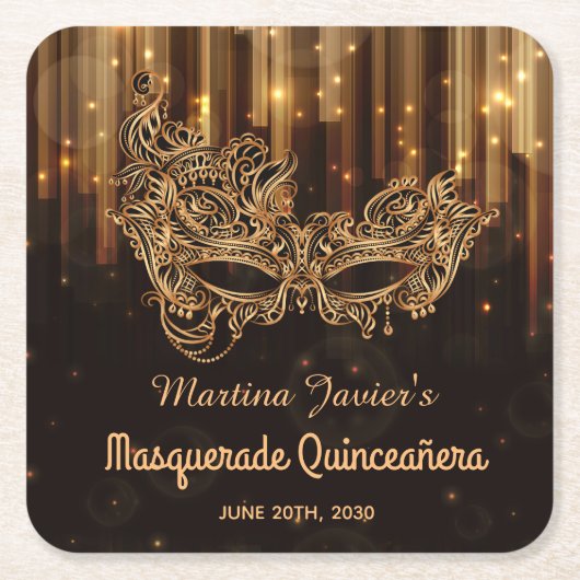 仮装エレガントキンセアニラ15誕生日 スクエアペーパーコースター (正面)