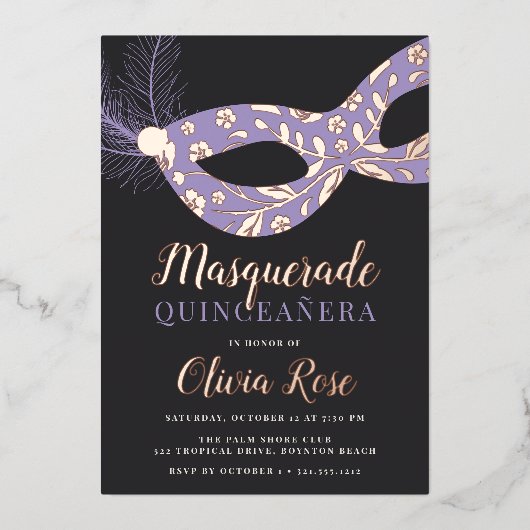 仮装エレガントテーマキンセアニェラ 箔招待状 (正面)