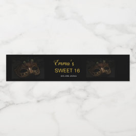 仮装エレガント金ゴールドブラックスウィート16 15誕生日 ペットボトルラベル