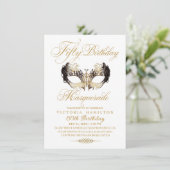 仮装エレガント50番目の誕生日金ゴールド招待状 招待状 (スタンド正面)