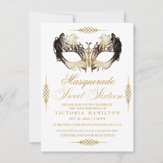 仮装エレガントSweet sixteen誕生日 招待状 (正面)