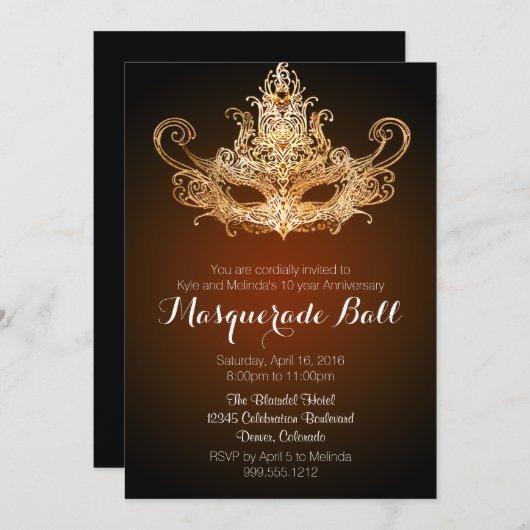 仮装カスタムボール記念日招待状 招待状 (正面/裏面)