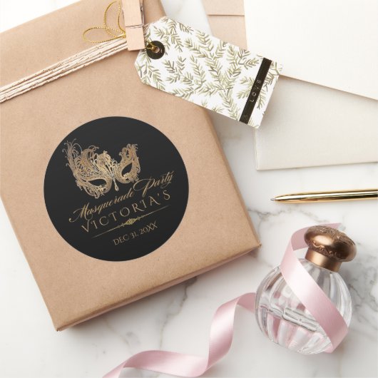 仮装キンセアニェラシック黒金ゴールド ラウンドシール (ギフト)