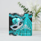 仮装キンセアニェラバースデーパーティーティール(緑がかった色)2 招待状 (スタンド正面)