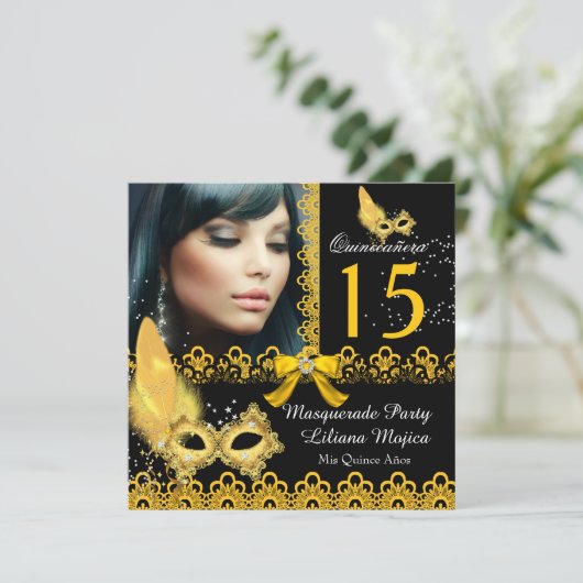 仮装キンセアニェラパーティーイエロー金ゴールドレース 招待状 (スタンド正面)