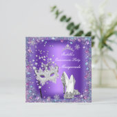 仮装キンセアニェラパーティーマスクパープルティアラ 招待状 (スタンド正面)