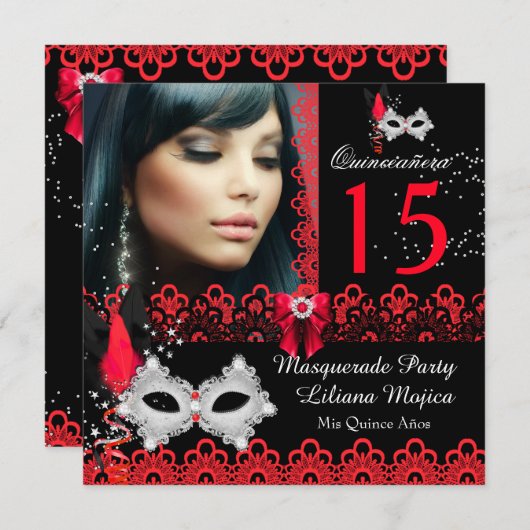 仮装キンセアニェラパーティーレッドレース 招待状 (正面/裏面)