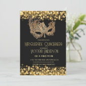 仮装キンセアニェラパーティー誕生日金ゴールドブラック 招待状 (スタンド正面)