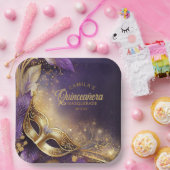 仮装キンセアニェラパープル金ゴールドID1031 ペーパープレート (パーティー)