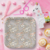 仮装キンセアニェラビーズマスクバラ金ゴールドID1031 ペーパープレート (パーティー)