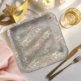 仮装キンセアニェラビーズマスクバラ金ゴールドID1031 ペーパープレート