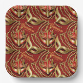 仮装キンセアニェラビーズマスク赤ID1031 ペーパープレート (正面)