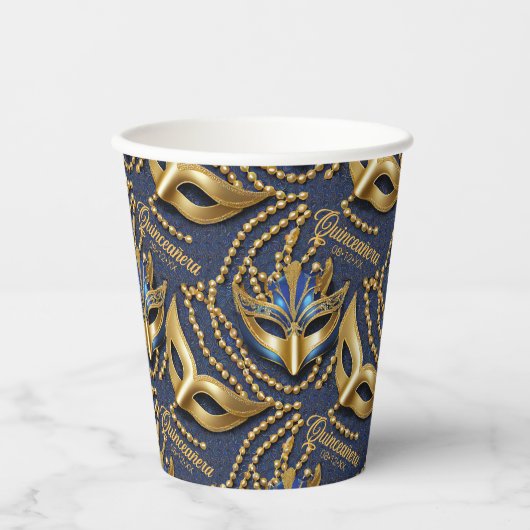 仮装キンセアニェラビーズマスク青ID1031 紙コップ (正面)
