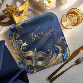 仮装キンセアニェラブルー金ゴールドID1031 ペーパープレート