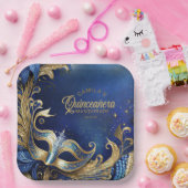 仮装キンセアニェラブルー金ゴールドID1031 ペーパープレート (パーティー)