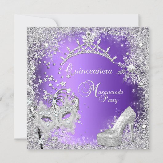 仮装キンセアニェラ第15パープルティアラ靴 招待状 (正面)