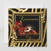 仮装キンセアニェラ15ゼブラレッド誕生日パーティー 招待状 (正面)